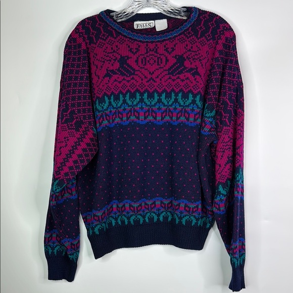 Vintage Falls Creek Reindeer Crewneck Sweater L/XL - Picture 1 of 7